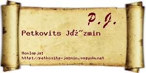 Petkovits Jázmin névjegykártya